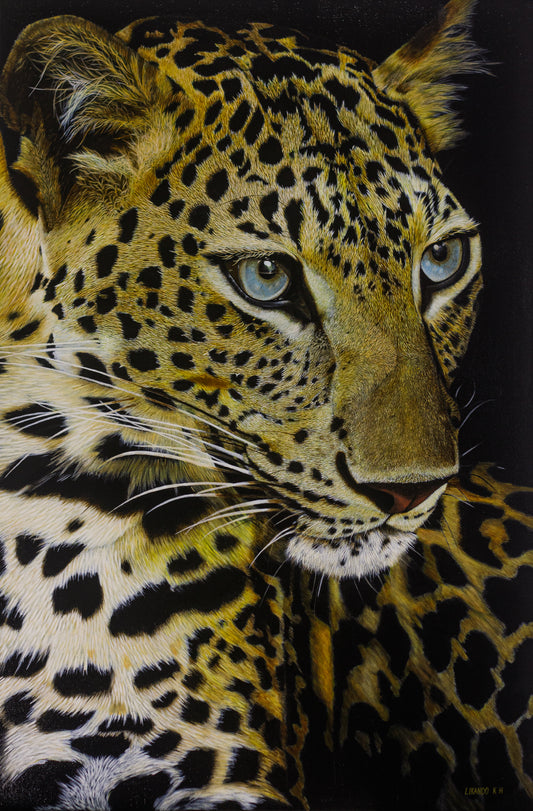 "Cute Leopard I" Acrylic on Canvas 35.4H x 23.6W inches (90cm X 60 cm)